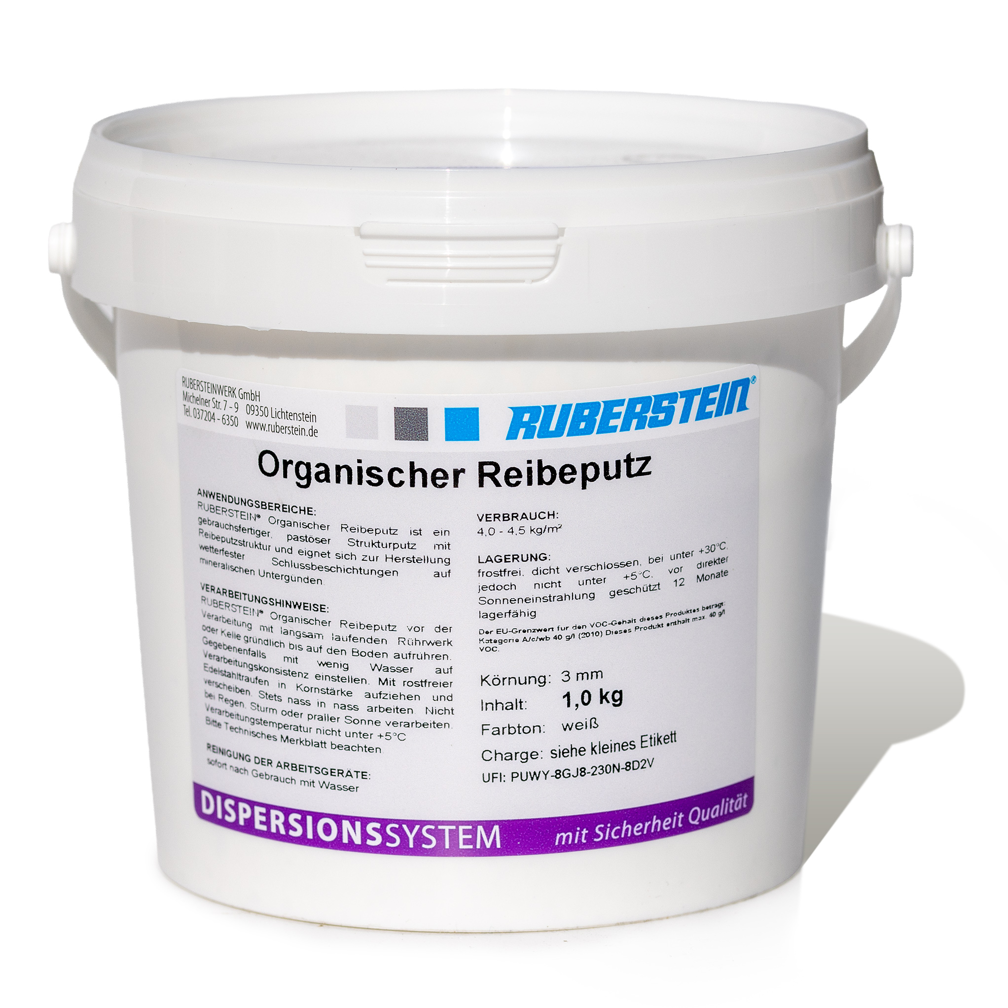 Ruberstein® Organischer Reibeputz weiß Kleingebinde 1kg - ideal zum Ausbessern